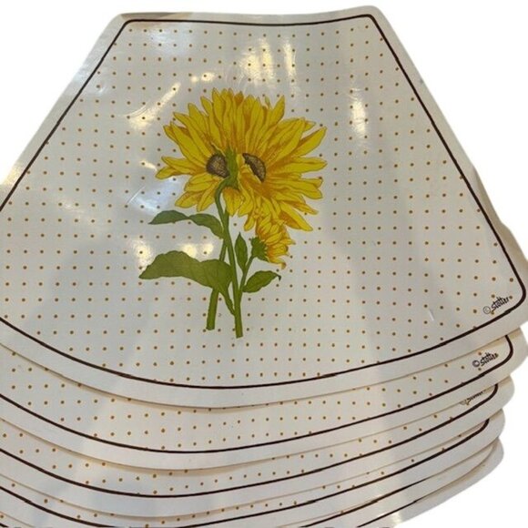 Set Of 6 Vintage Stotter Sunflower & Polka Dot Placemat Set - Picture 1 of 8